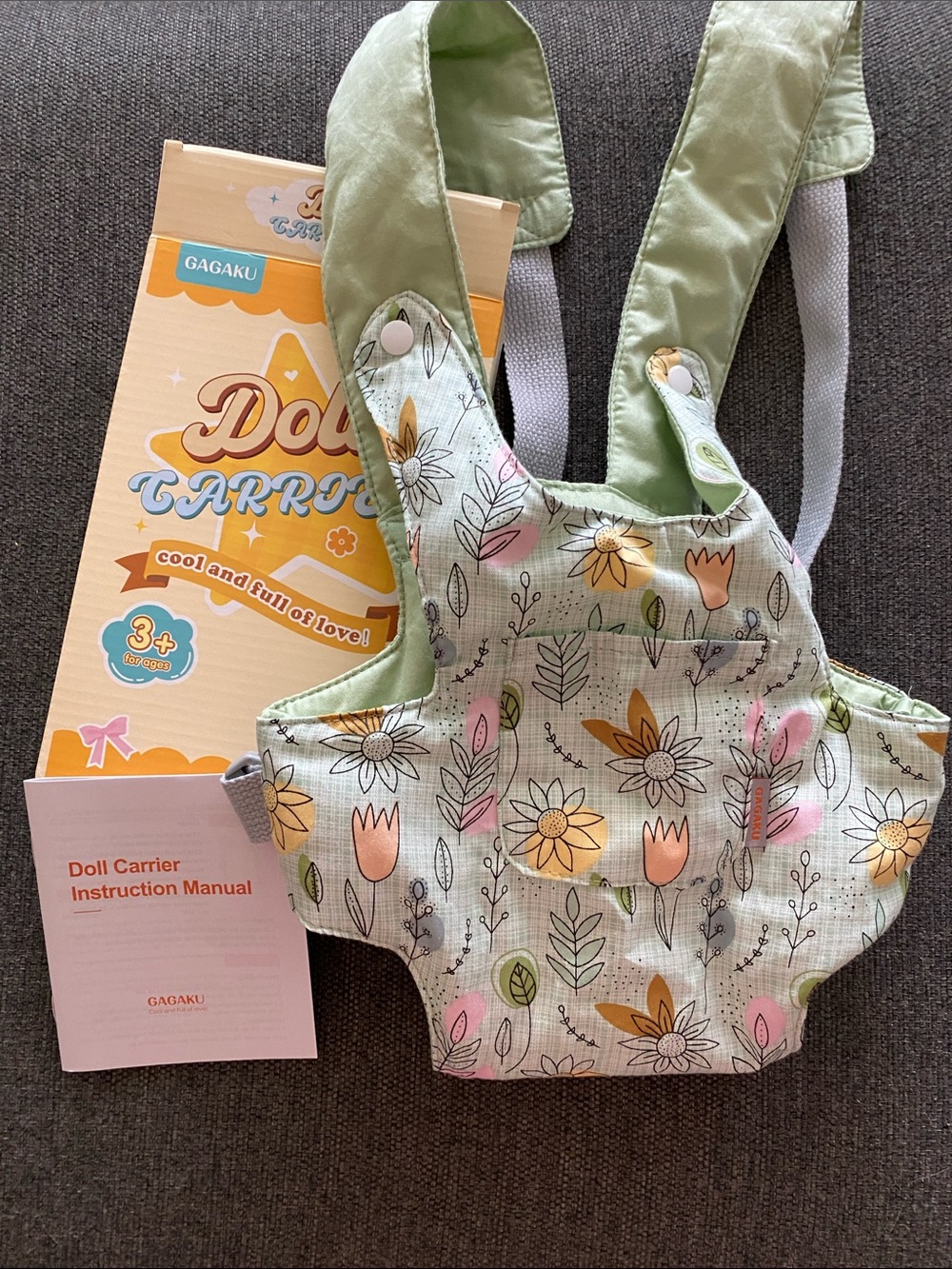 Green Floral Doll Carrier